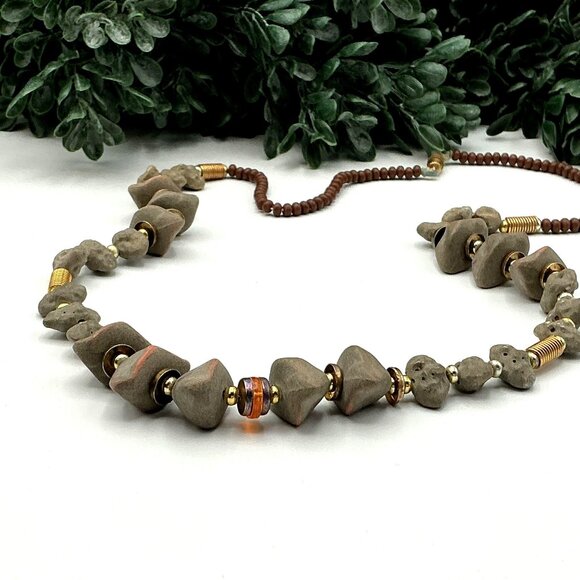 Beaded Resin Necklace With Gold-Tone Accents & Clasp Closure - Picture 2 of 4